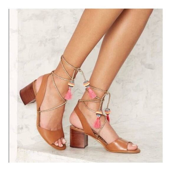 Sam Edelman Shani Ankle Wrap Tassel Heels 8.5 - Picture 1 of 10